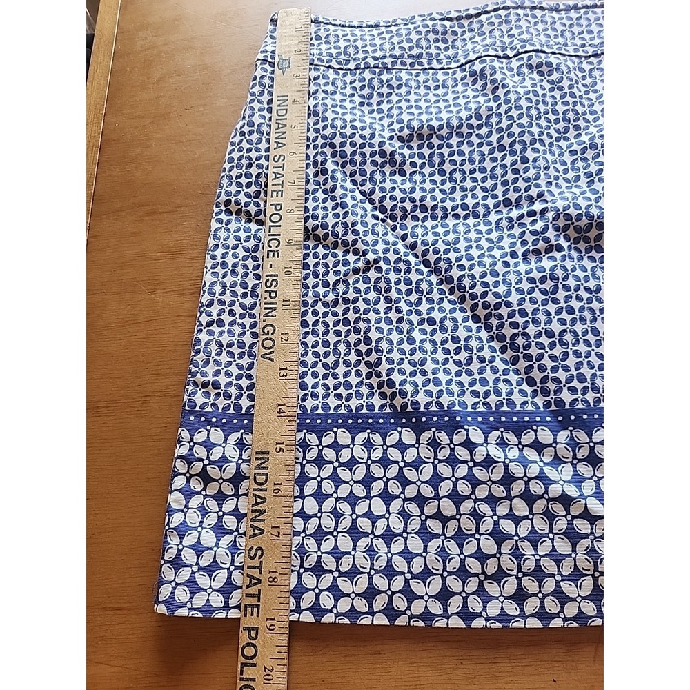 Talbots Skirt Size 8 Knee Length Blue Floral Pencil Canvas Cotton Blend - Picture 4 of 9